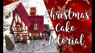 Christmas cake tutorial  Cottage Cake tutorial  House cake tutorial [upl. by Assisi]