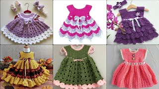 so beautiful amp elegant crochet baby frocksfrilly frocks for baby girls crochet handmadeknitting [upl. by Lansing]