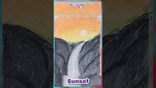 How to Draw a Sunset I Sunset I Easy Sunset Drawing I Crayons I Sunset drawing with Crayons I Colors [upl. by Selhorst]