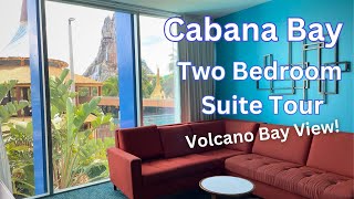 Universal Orlandos Cabana Bay Beach Resort 🏝️Volcano Bay View 2Bedroom Suite Tour Accessible 🏝️ [upl. by Yllop]