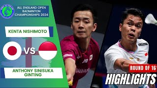 Kenta Nishimoto JPN vs Anthony Sinisuka Ginting INA  R16  All England Open 2024 [upl. by Hough]