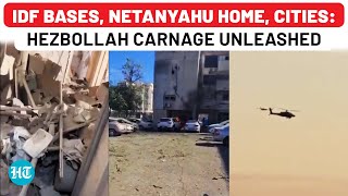 Hezbollah 100 Rockets On 9 Israeli Sites In Just Few Hours IDF Bases Cities Netanyahu Home Hit [upl. by Armallas]