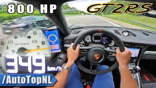 800HP PORSCHE 911 GT2 RS 349KMH on AUTOBAHN NO SPEED LIMIT by AutoTopNL [upl. by Chappie]