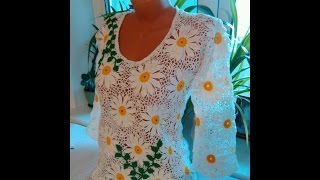 BLUSAS TEJIDAS A CROCHET CON FLORES [upl. by Einaffit]