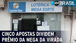 Cinco apostas dividem prêmio da Mega da Virada  SBT Brasil 020123 [upl. by Htirehc]