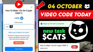 How To Make 10x On Crypto PART 3 Cats Code  Cats Youtube Code Today  5 October Cats new code task [upl. by Hluchy997]