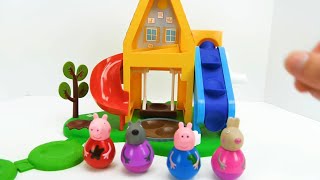 चलो Peppa Pig Weebles और एक मजेदार Dollhouse के साथ खेलते हैं  Genvies playhouse in hindi peppa pig [upl. by Eleaffar]