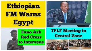 Ethiopian FM Warns Egypt  Fano Asks Red Cross to Intervene  TPLF Meeting [upl. by Alol840]