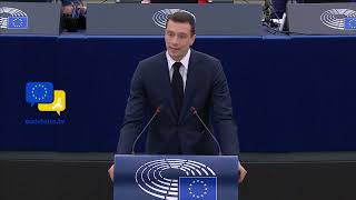 Jordan Bardella of the French National Rally criticizes EU Commission President Ursula von der Leyen [upl. by Kemme]