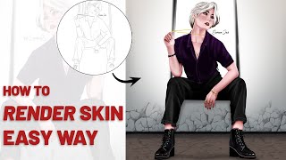 HOW TO RENDER SKIN IN EASY WAY  DIGITAL ART [upl. by Nagiem]