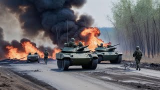 Russian tank hunting missile destroys convoy of Germanys most famous Leopard 2A7 tanks in Avdiivka [upl. by Meilen]