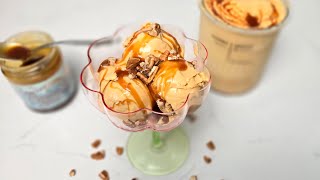 Dulce de leche icecream with salted caramel topping Creamy amp smooth  Inghetata cremoasa de caramel [upl. by Greysun]