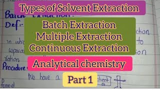 Types Of Solvent Extraction  Part 1  solvent solventextractionchemistry analyticalchemistry [upl. by Berghoff]