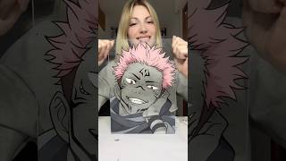 Step by step Sukuna❤️ anime sukuna jjk jujutsukaisen glasspainting glasspaintinganime art [upl. by Niffirg]