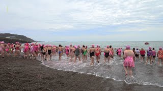 Pink Warriors ‘Swim in Pink’ for Breast Cancer Awareness in Greystones [upl. by Icam]