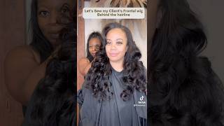 Sewing my client’s frontal wig behind the hairline 1010 recommend wiginstall frontalwig hair [upl. by Lanfri]