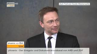 Zum Tod von Guido Westerwelle Statement von Christian Lindner am 18032016 [upl. by Eelnyl]