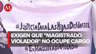 Colectivos feministas protestan contra magistrado acusado de violar a sus hijas en CdMx [upl. by Aihsema]