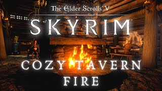 Skyrim SE 4K Ambience  A Cozy Tavern Fire  Ambient Fire Rain  Sleep Study  No Music 8 Hrs [upl. by Pascale333]