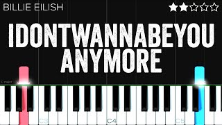 Billie Eilish  idontwannabeyouanymore  EASY Piano Tutorial [upl. by Kalikow]