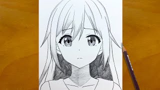 Anime Sketch  How to Draw a Beautiful Anime Girl  Full Drawing Process [upl. by Bever]