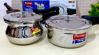 🛍Prestige Dlx Alpha Vs Prestige Triply Pressure cooker Handi Cooker Triply Steel Cookware [upl. by Sibyls]