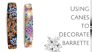 Decorating Hair Clips  Barrettes with Polymer Clay Canes  Flower canes on Hair Clip [upl. by Eugenle]