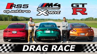 2022 BMW M4 XDRIVE vs Audi RS5 vs Nissan GTR  AWD DRAG amp ROLL RACE  SURPRISE Contender [upl. by Nesyla]