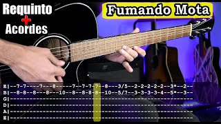 Fumando Mota  Los Lara  Requinto y Acordes  Tutorial  Como tocar en Guitarra Con TABS [upl. by Llenrac548]