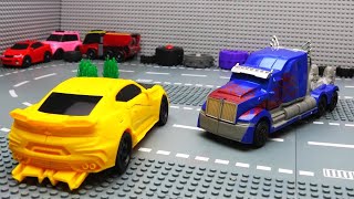 Transformers Bumblebee vs Optimus Prime Animated Film Lego [upl. by Lanta797]