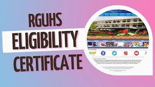 RGUHS eligibility certificate2022online application👇👇👇👇link [upl. by Aekin]