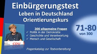 Einbürgerungstest Leben in DeutschlandOrientierungskurs 7180 von 300 [upl. by Eecrad]