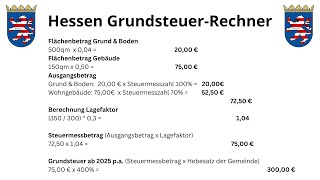 Grundsteuerberechnung Hessen 2022 🏠 Grundsteuer Rechner Hessen 2025 Beispiel [upl. by Airreis156]