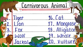 30 Carnivorous Animals Name  Carnivores Animals Name in English  Flesh eating Animals [upl. by Shel941]