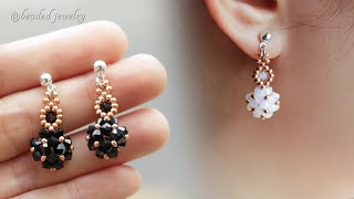 DIY beaded bead earrings Easy to make for beginners Jewelry making [upl. by Timmie]