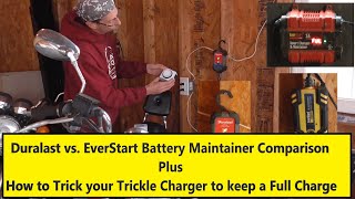 Duralast vs EverStart Trickle Charger Review  how to Trick a Trickle Charger to keep a Full Charge [upl. by Bruning]