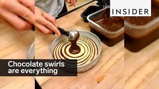 This guy makes awesome desserts with chocolate swirls [upl. by Enitnatsnoc]