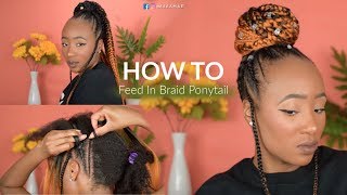 HOW TO Easy Feed In Braid Ponytail [upl. by Naffets]