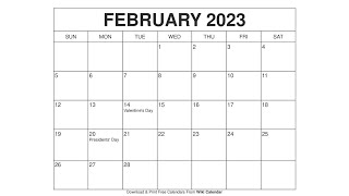 Free Printable February 2023 Calendar Templates With Holidays  Wiki Calendar [upl. by Nandor788]