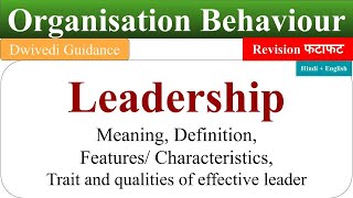 What is Leadership Leadership qualities leadership in organisational behaviour leadership skills [upl. by Craig]