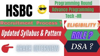 HSBC Fresher Software Engineer Interview amp Recruitment Process  Exam Pattern Syllabus 2021 [upl. by Leon]