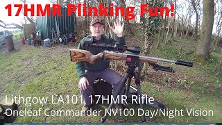 17 HMR Plinking with the Lithgow Arms LA101 and NV100 rear addon scope recorder [upl. by Winnick345]