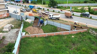 Starting new small project showing Processing skill operator dozer mini pushing soil Land Filling [upl. by Dadivitan546]