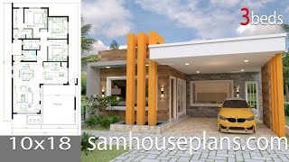 House Plans 10x18 with 3 bedrooms Full Plans [upl. by Ahsiekim66]