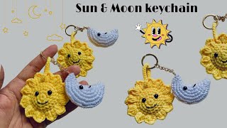 Sun amp Moon Crochet keychain နေနဲ့လသော့ချိတ်ထိုးနည်း [upl. by Oetsira987]