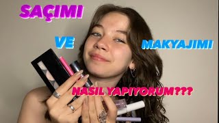 SAÇIMI NASIL ŞEKİLLENDİRİYORUM MAKYAJIMI NASIL YAPIYORUM [upl. by Anerhs930]