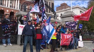 Protesters gather at State House in support of Trumps deportation plan [upl. by Elleirol]