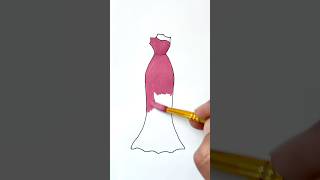 Dress drawing Colouring for kids Colouring beautiful dress 👗❤️ shorts art drawing trending [upl. by Ggerk]