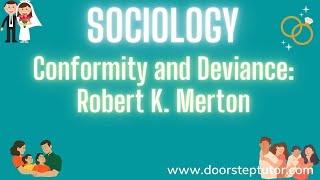 Conformity and Deviance Robert K Merton  Innovation Ritualism Retreatism Rebellion  Sociology [upl. by Odette]