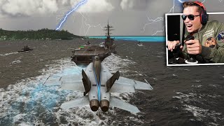 EXTREME AIRCRAFT CARRIER LANDINGS BAD WEATHER  Microsoft Flight Simulator Top Gun Fighter Jet DLC [upl. by Fantasia]